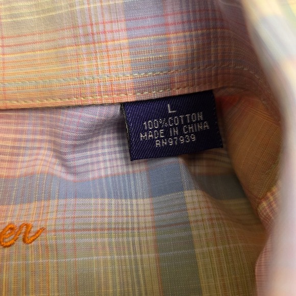 Alan‎ Flusser Large Pink Plaid Long Sleeve Button Up Shirt  Preppy Dress Work - Picture 13 of 16